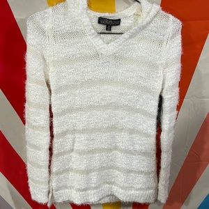 Adorable, ivory and white long hooded sweater – NWT, small